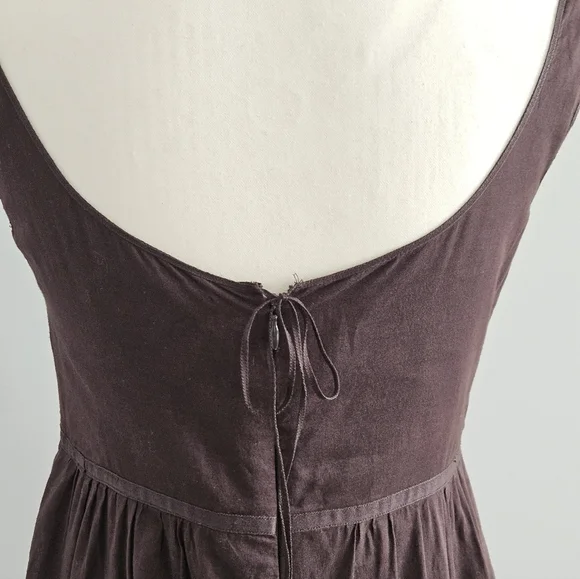Max Mara SportMax Cotton Empire Midi Dress Size 10 Brown Quiet Luxury Regency - Picture 6 of 12